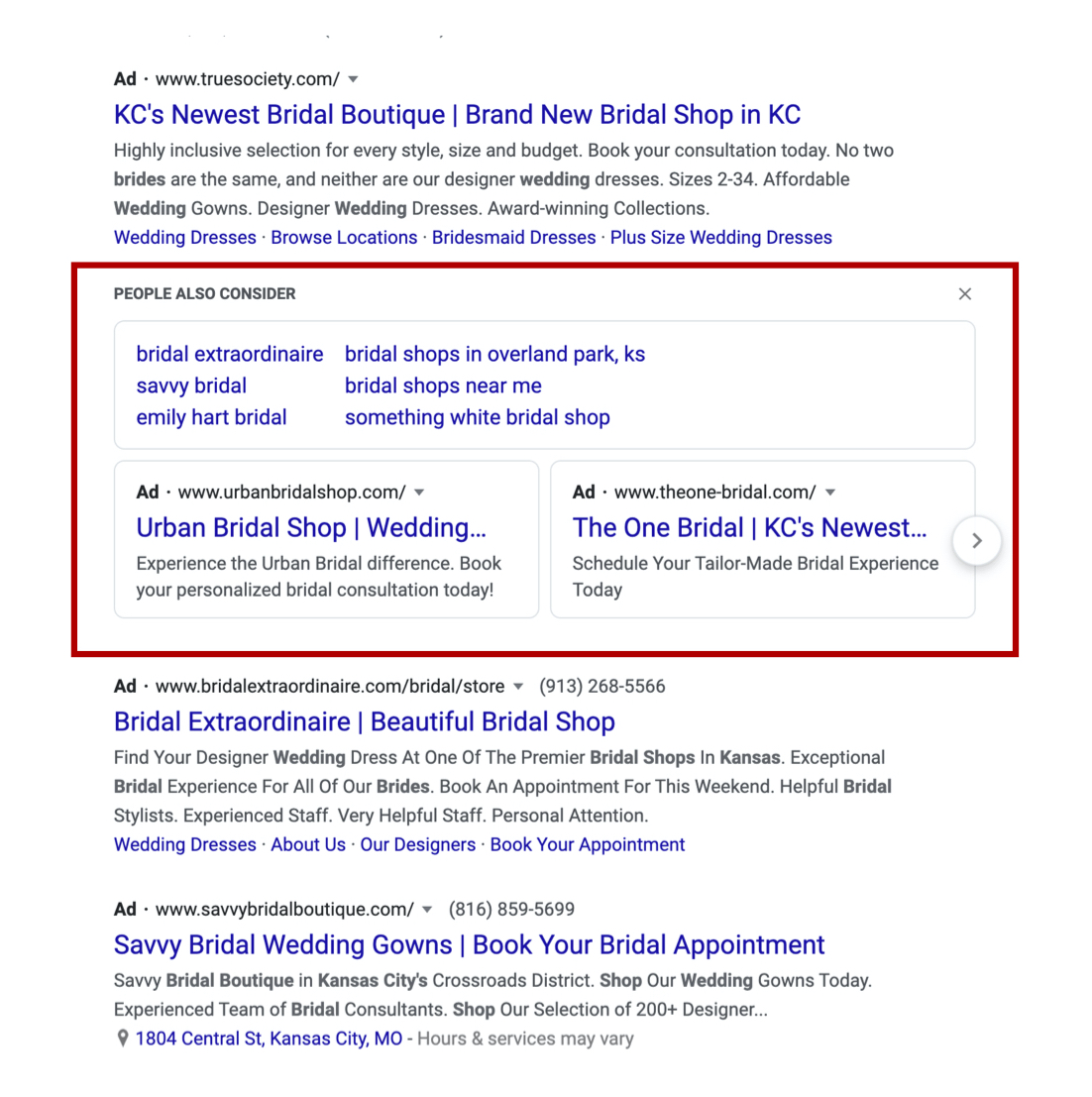 “People Also Consider” Text Ads Appearing on Google